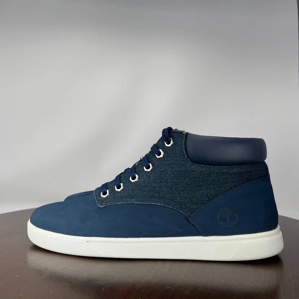 Timberland Groveton Chukka Boot Men 8.5 Navy Nubuck Leather Sneaker Combat A16DD